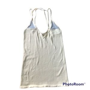 Free People white v-neck mesh cross cross back tank top size xs